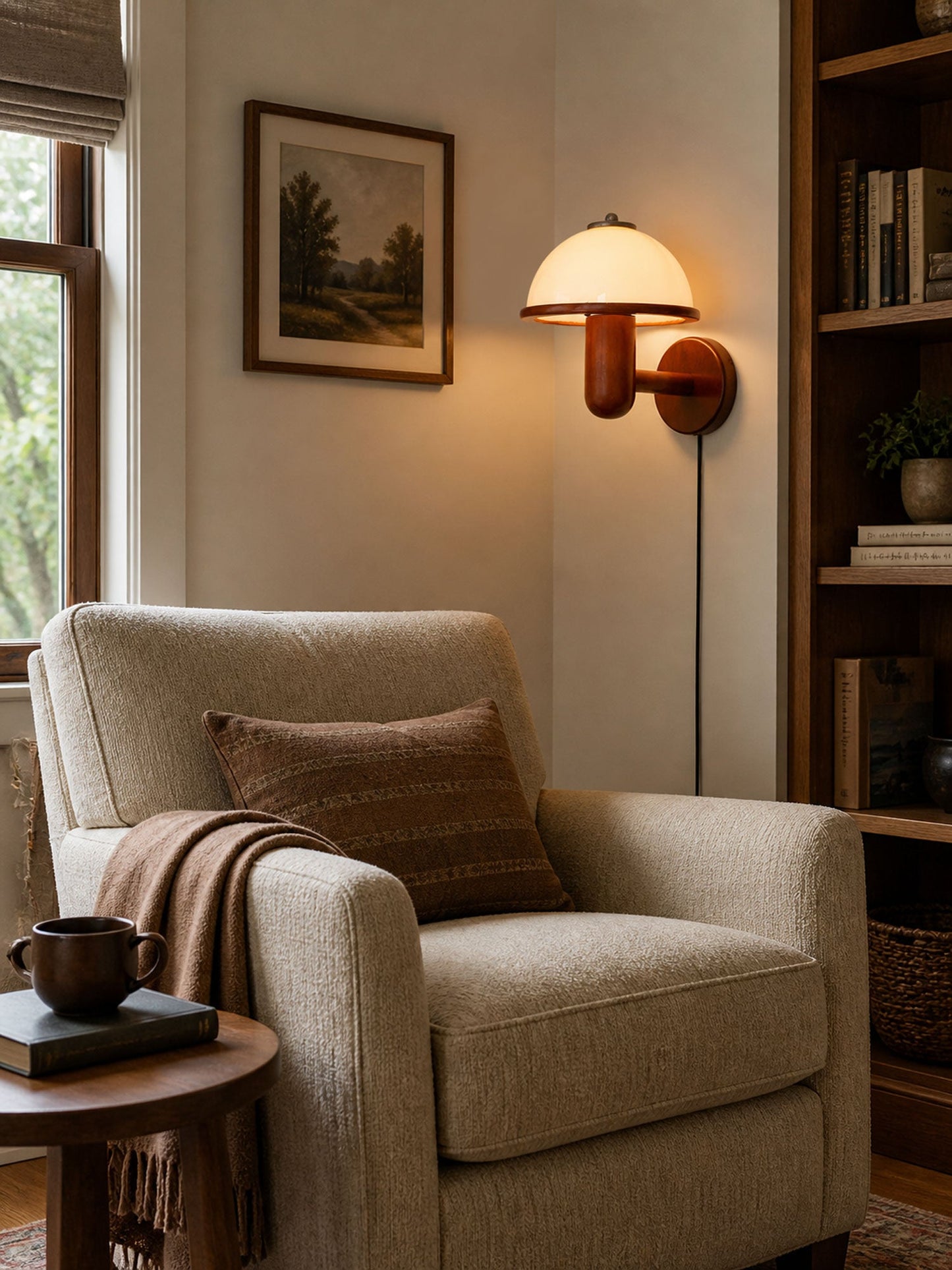 Mushroom Wood Wall Lamp - Adjustable Brightness, Eco-Friendly Design