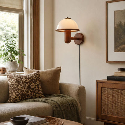 Mushroom Wood Wall Lamp - Adjustable Brightness, Eco-Friendly Design