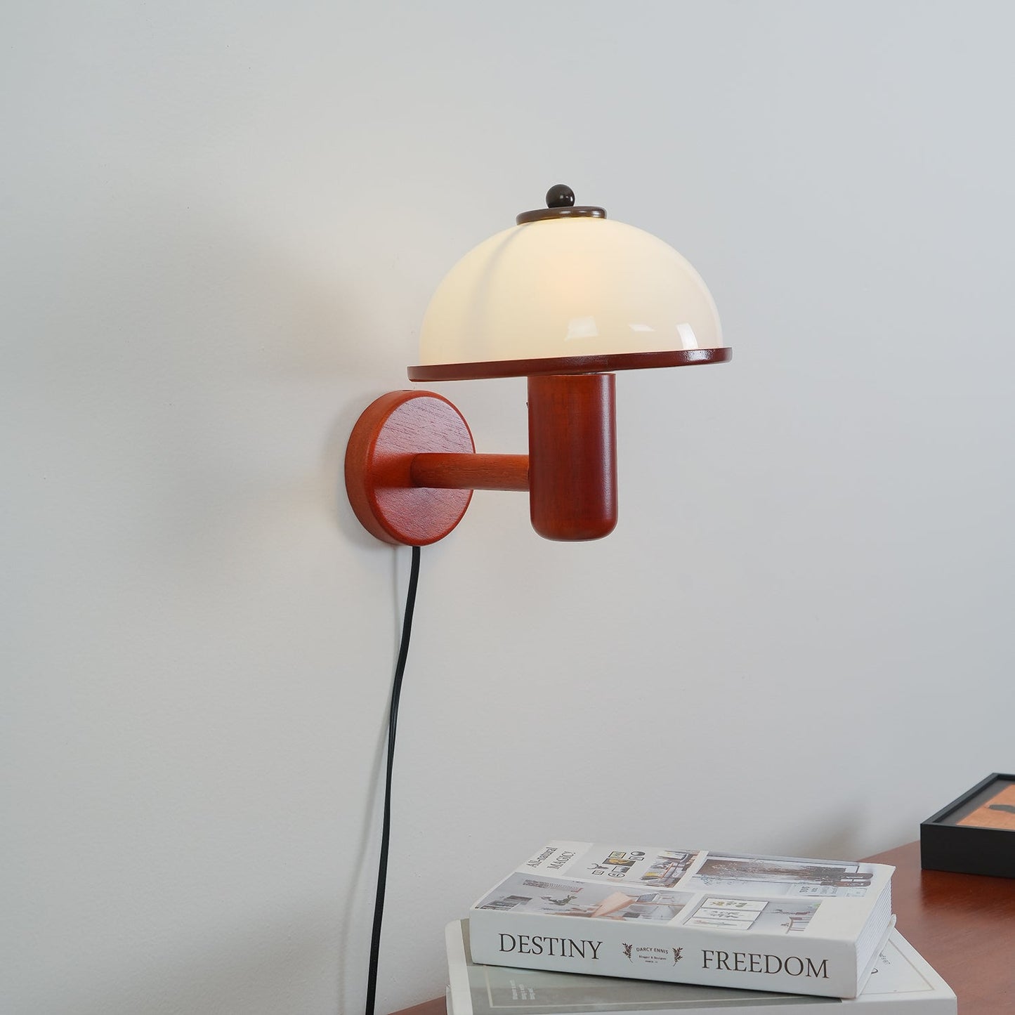 Mushroom Wood Wall Lamp - Adjustable Brightness, Eco-Friendly Design