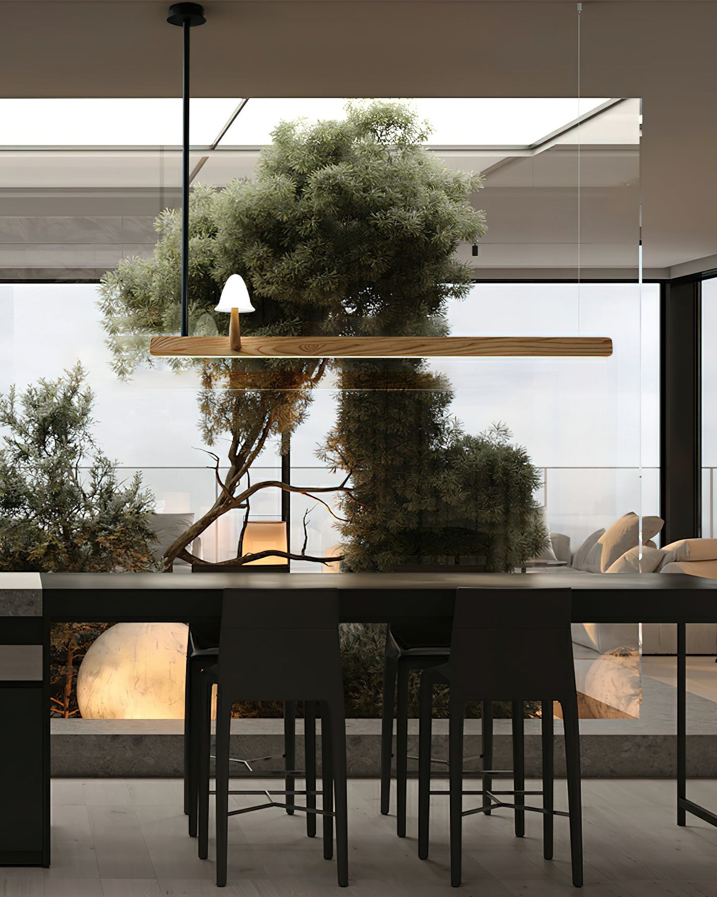 Mushroom Beam Chandelier - Adjustable LED Lighting, Modern Design