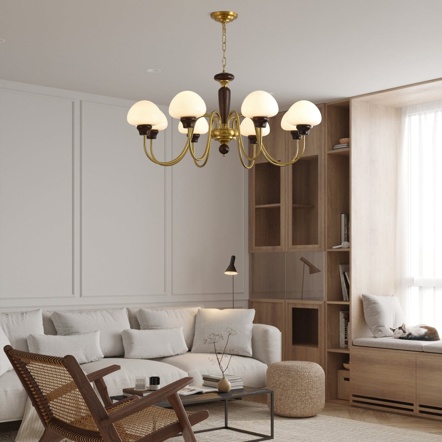 Mushroom Cap Chandelier - Elegant Design with Adjustable Height & LED