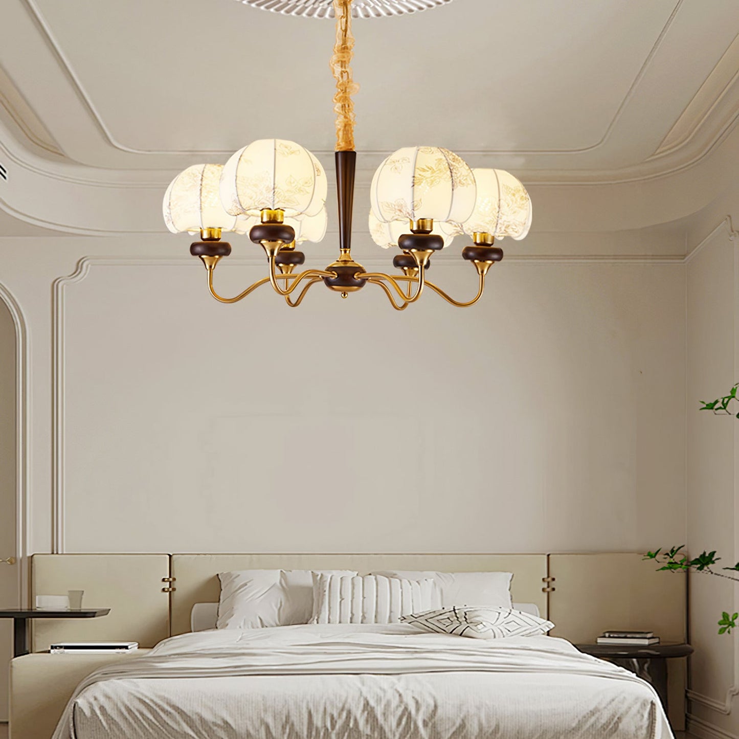 Mushroom Fabric Chandelier - Elegant Design, Adjustable Height, Soft L