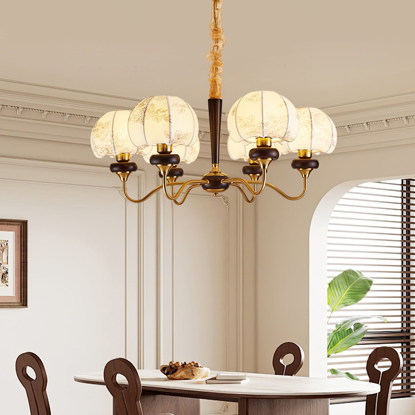 Mushroom Fabric Chandelier - Elegant Design, Adjustable Height, Soft L