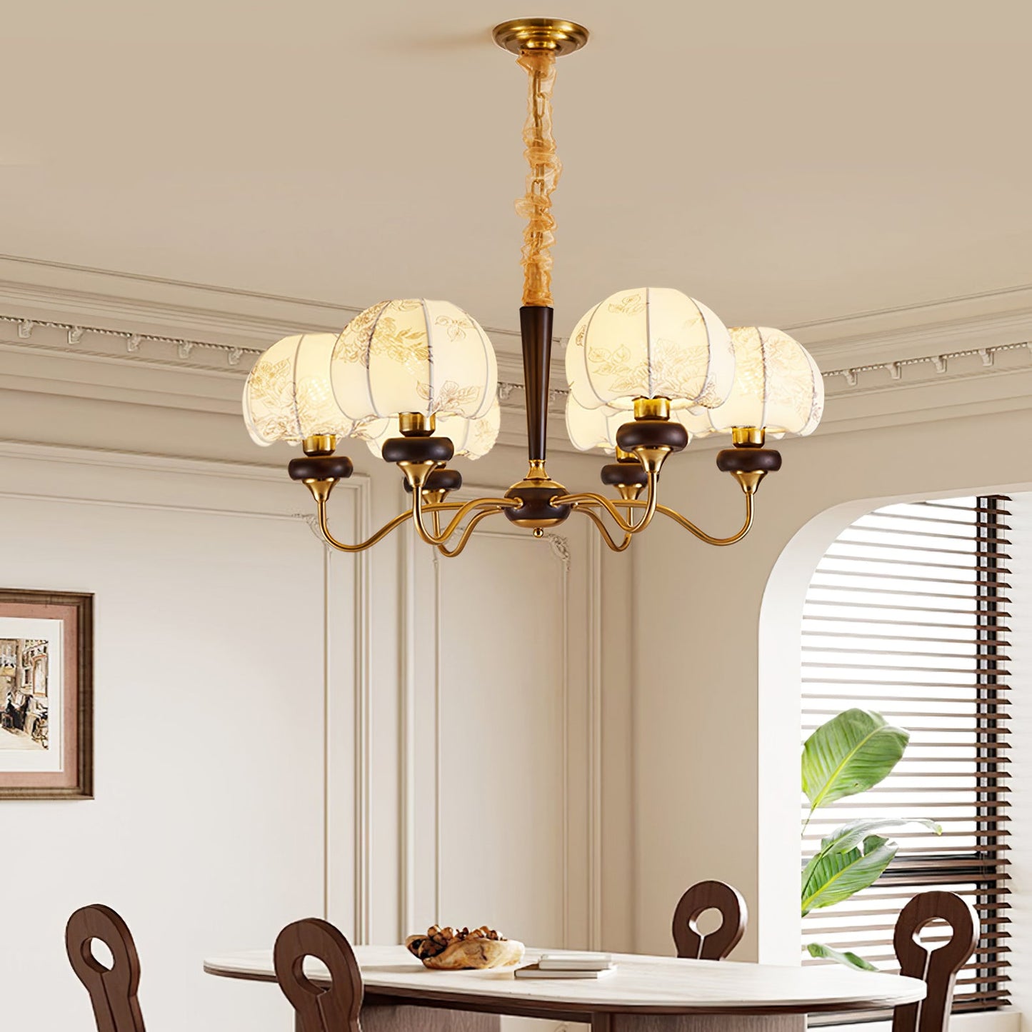 Mushroom Fabric Chandelier - Elegant Design, Adjustable Height, Soft L