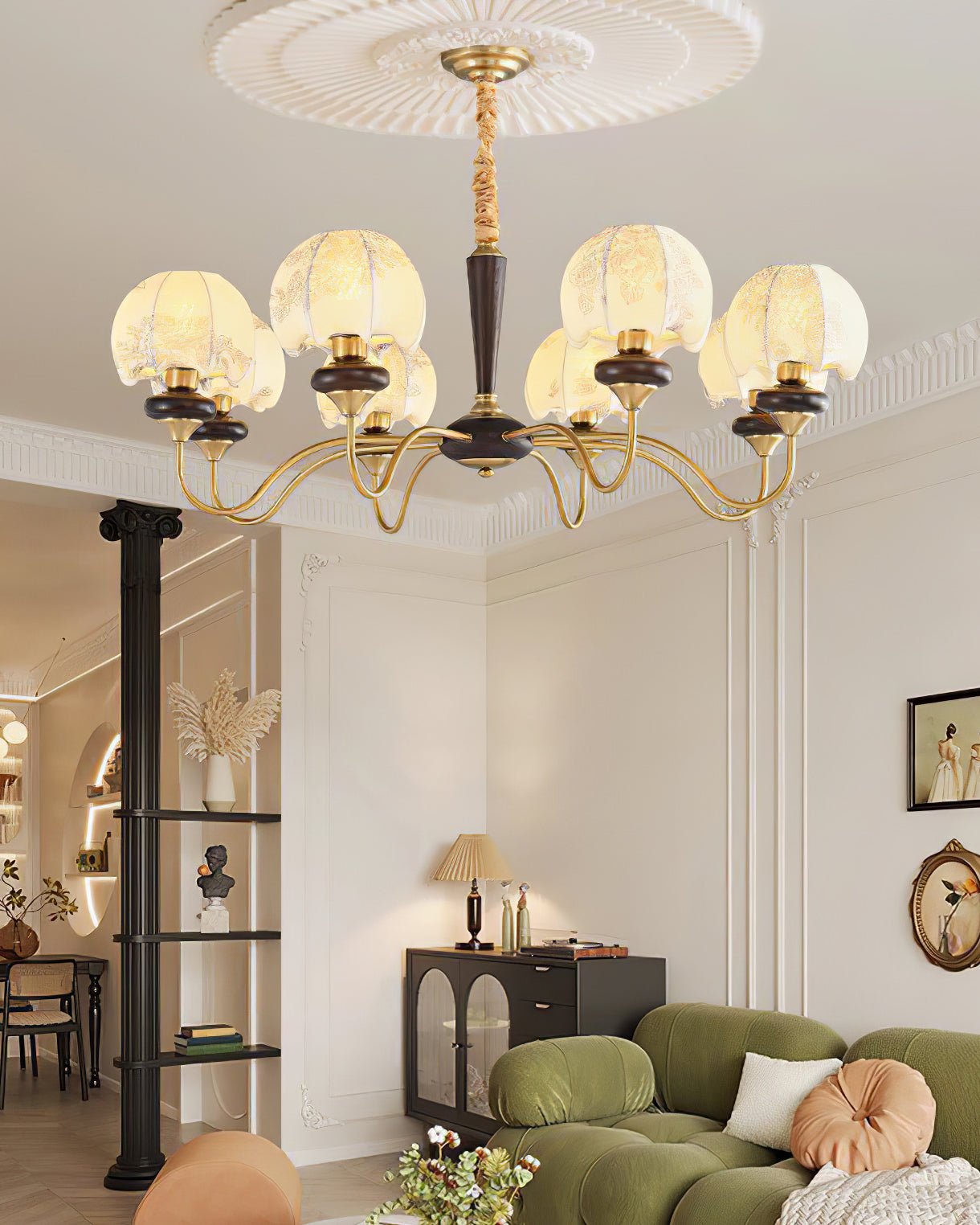 Mushroom Fabric Chandelier - Elegant Design, Adjustable Height, Soft L