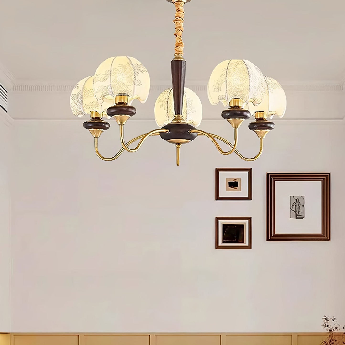 Mushroom Fabric Chandelier - Elegant Design, Adjustable Height, Soft L