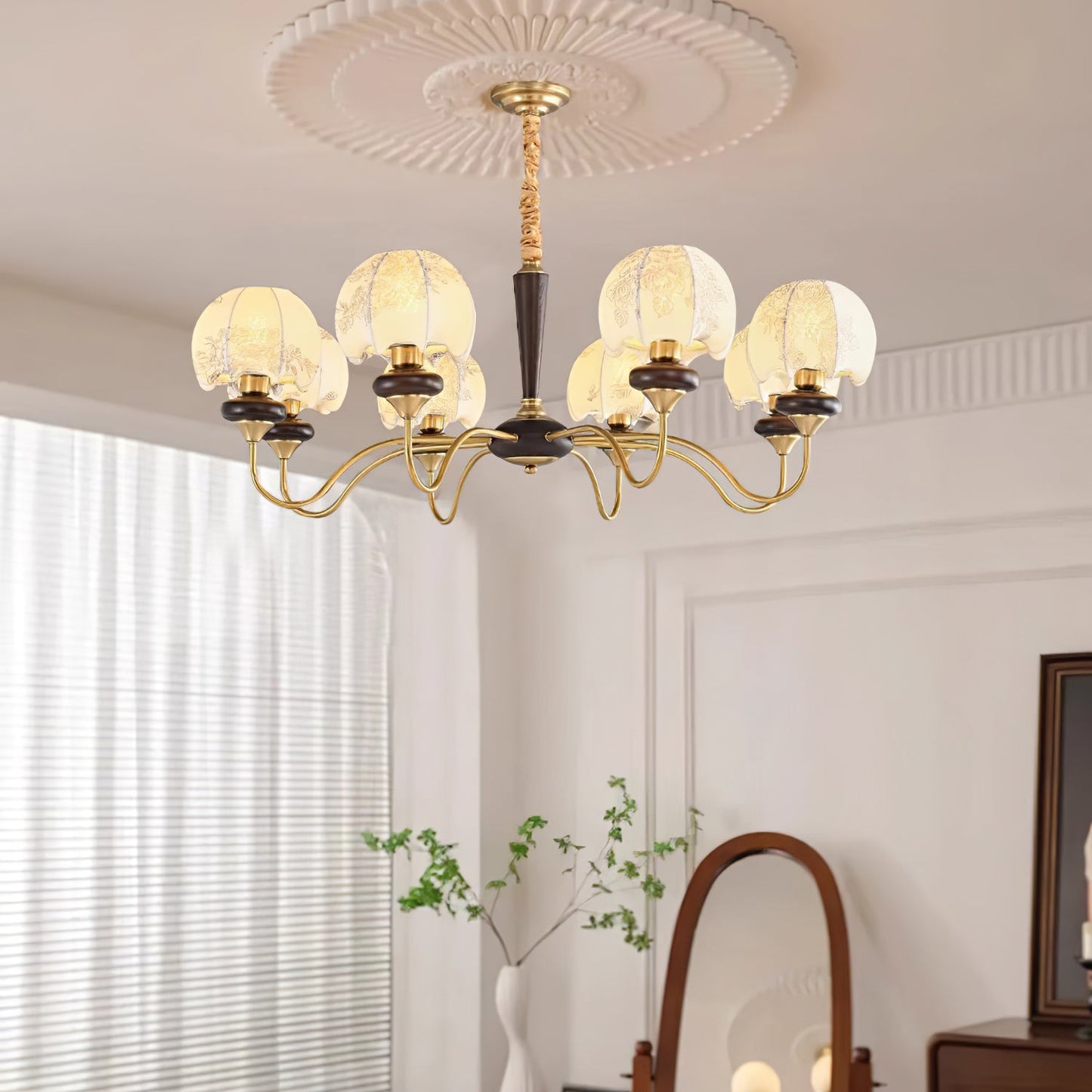 Mushroom Fabric Chandelier - Elegant Design, Adjustable Height, Soft L