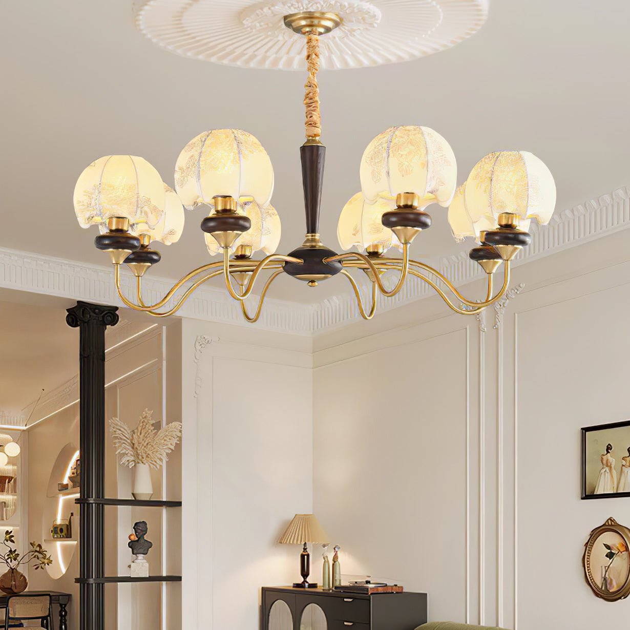 Mushroom Fabric Chandelier - Elegant Design, Adjustable Height, Soft L