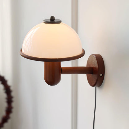 Mushroom Wood Wall Lamp - Adjustable Brightness, Eco-Friendly Design