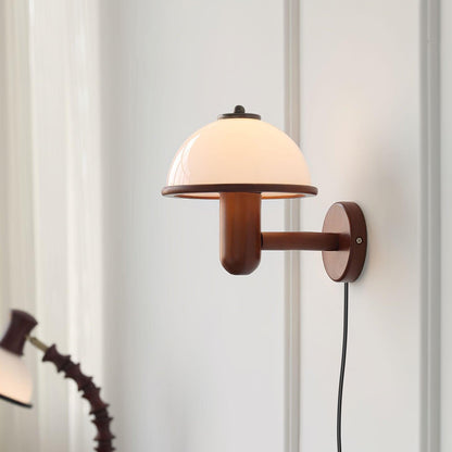 Mushroom Wood Wall Lamp - Adjustable Brightness, Eco-Friendly Design