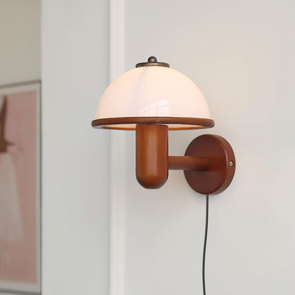 Mushroom Wood Wall Lamp - Adjustable Brightness, Eco-Friendly Design