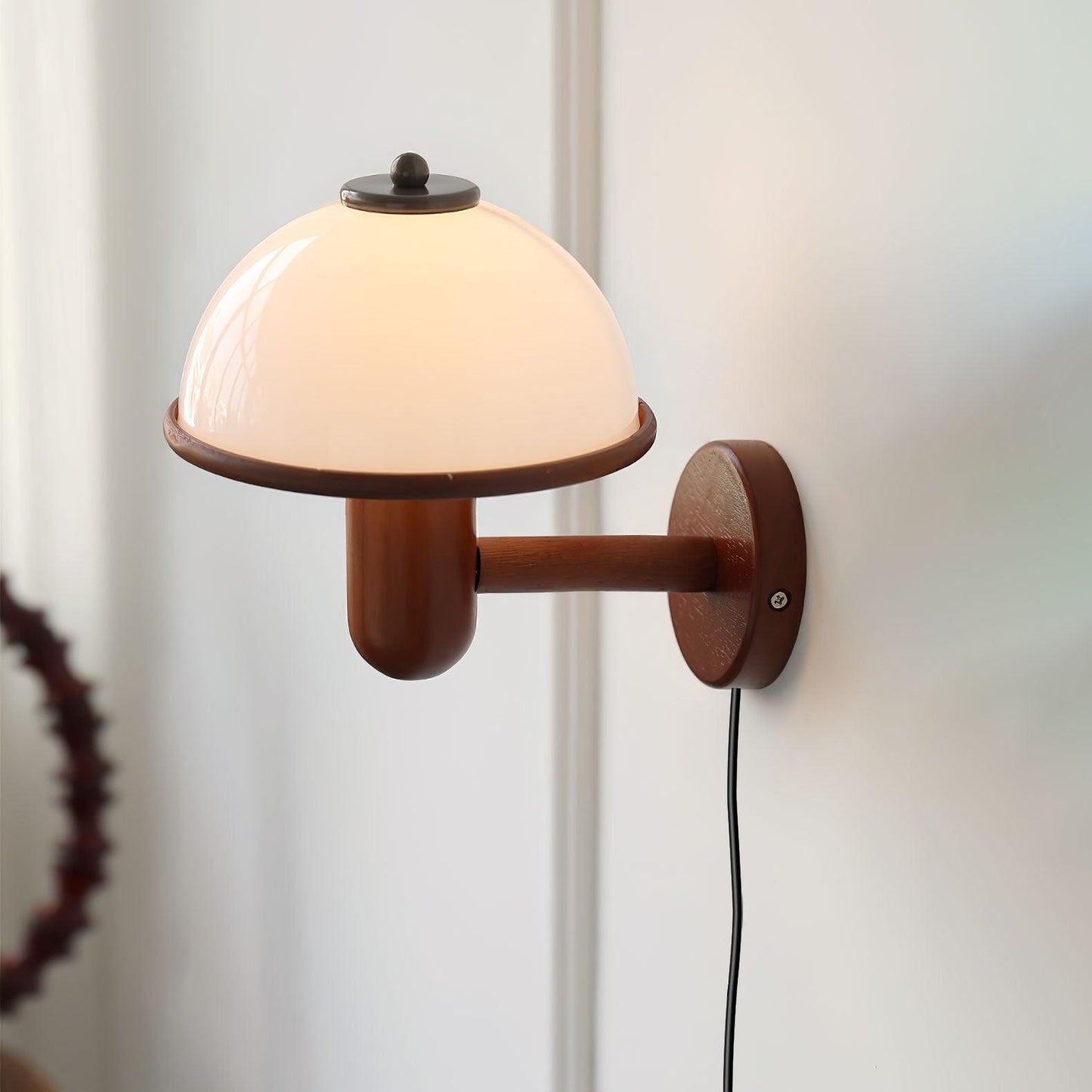 Mushroom Wood Wall Lamp - Adjustable Brightness, Eco-Friendly Design