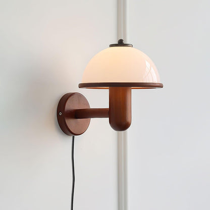 Mushroom Wood Wall Lamp - Adjustable Brightness, Eco-Friendly Design