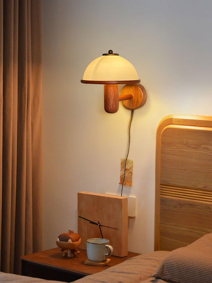 Mushroom Wood Wall Lamp - Adjustable Brightness, Eco-Friendly Design