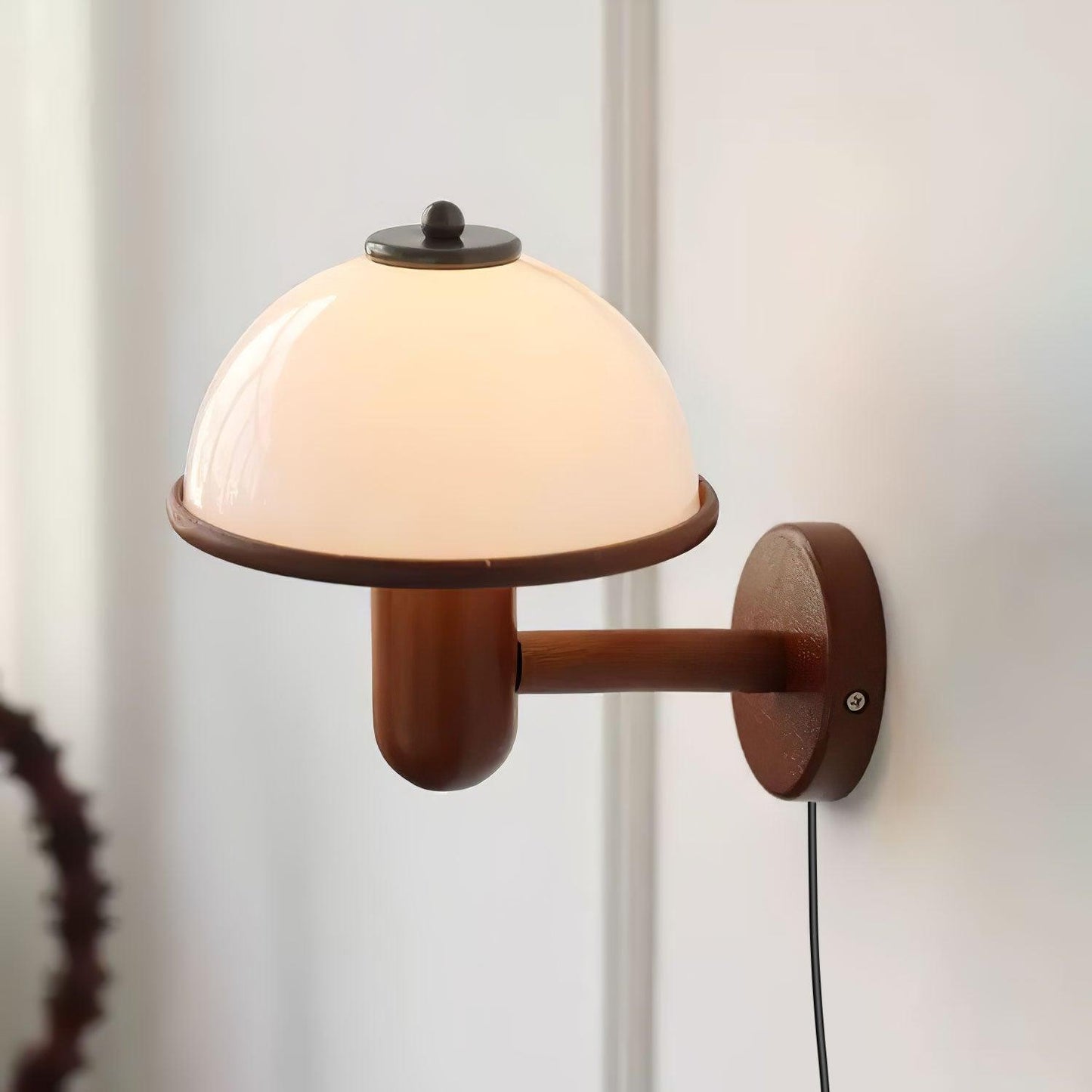 Mushroom Wood Wall Lamp - Adjustable Brightness, Eco-Friendly Design
