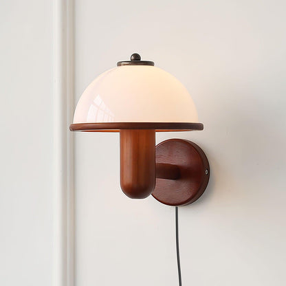 Mushroom Wood Wall Lamp - Adjustable Brightness, Eco-Friendly Design