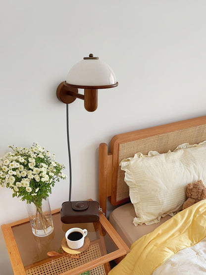 Mushroom Wood Wall Lamp - Adjustable Brightness, Eco-Friendly Design