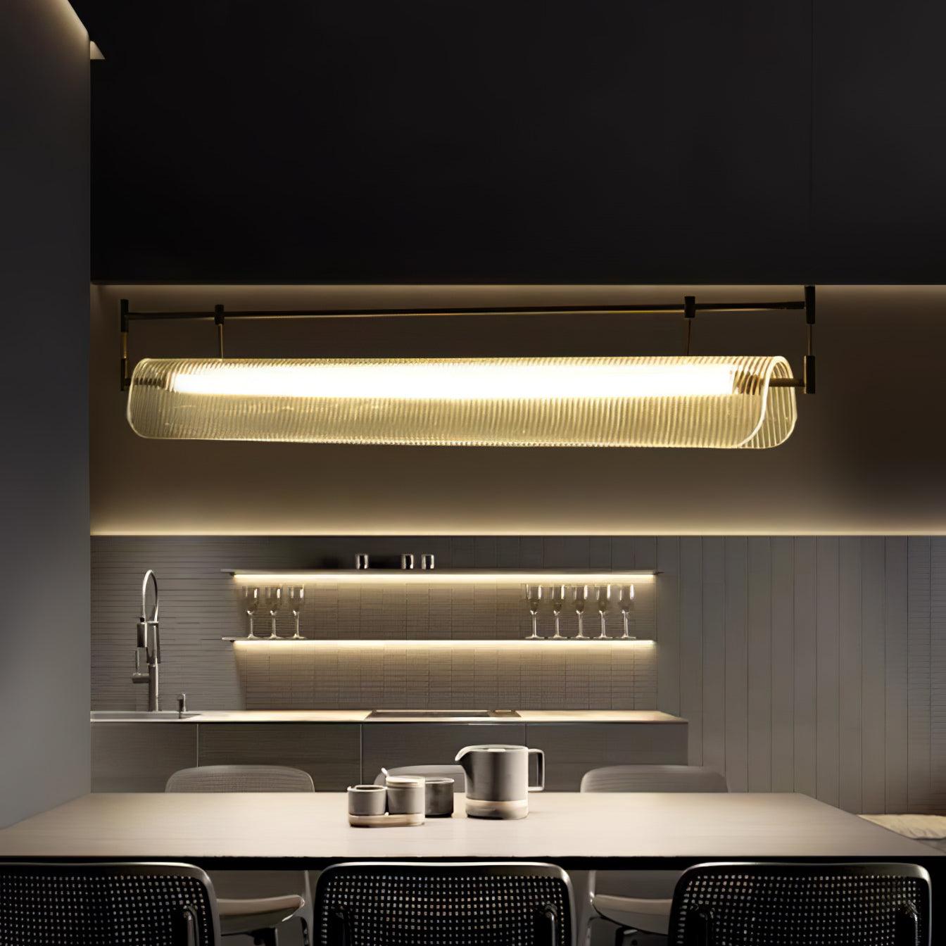 Modern Linear Strip Chandelier - Adjustable Height, Energy-Efficient L