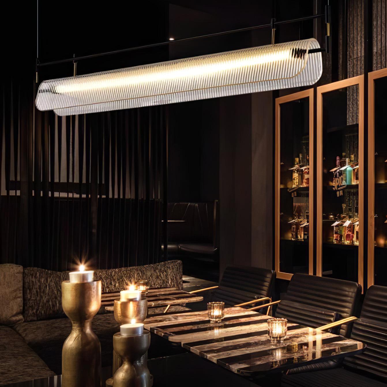 Modern Linear Strip Chandelier - Adjustable Height, Energy-Efficient L