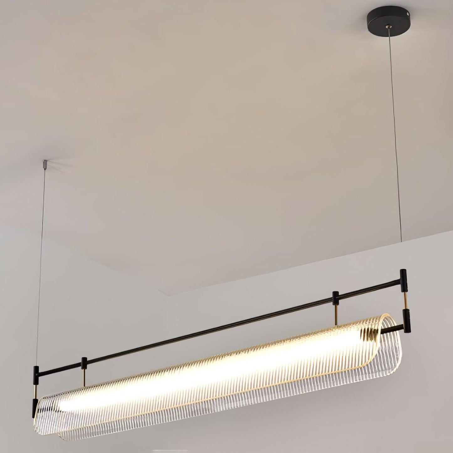 Modern Linear Strip Chandelier - Adjustable Height, Energy-Efficient L
