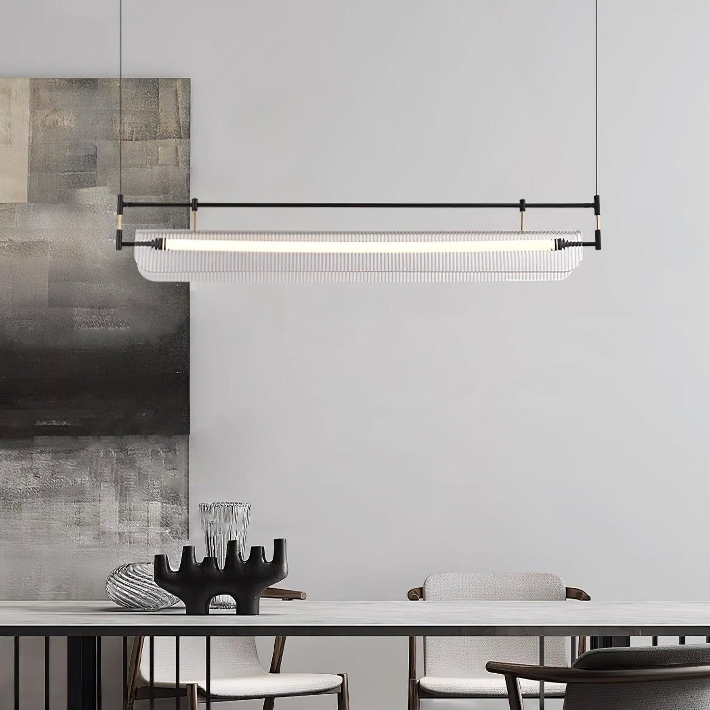 Modern Linear Strip Chandelier - Adjustable Height, Energy-Efficient L