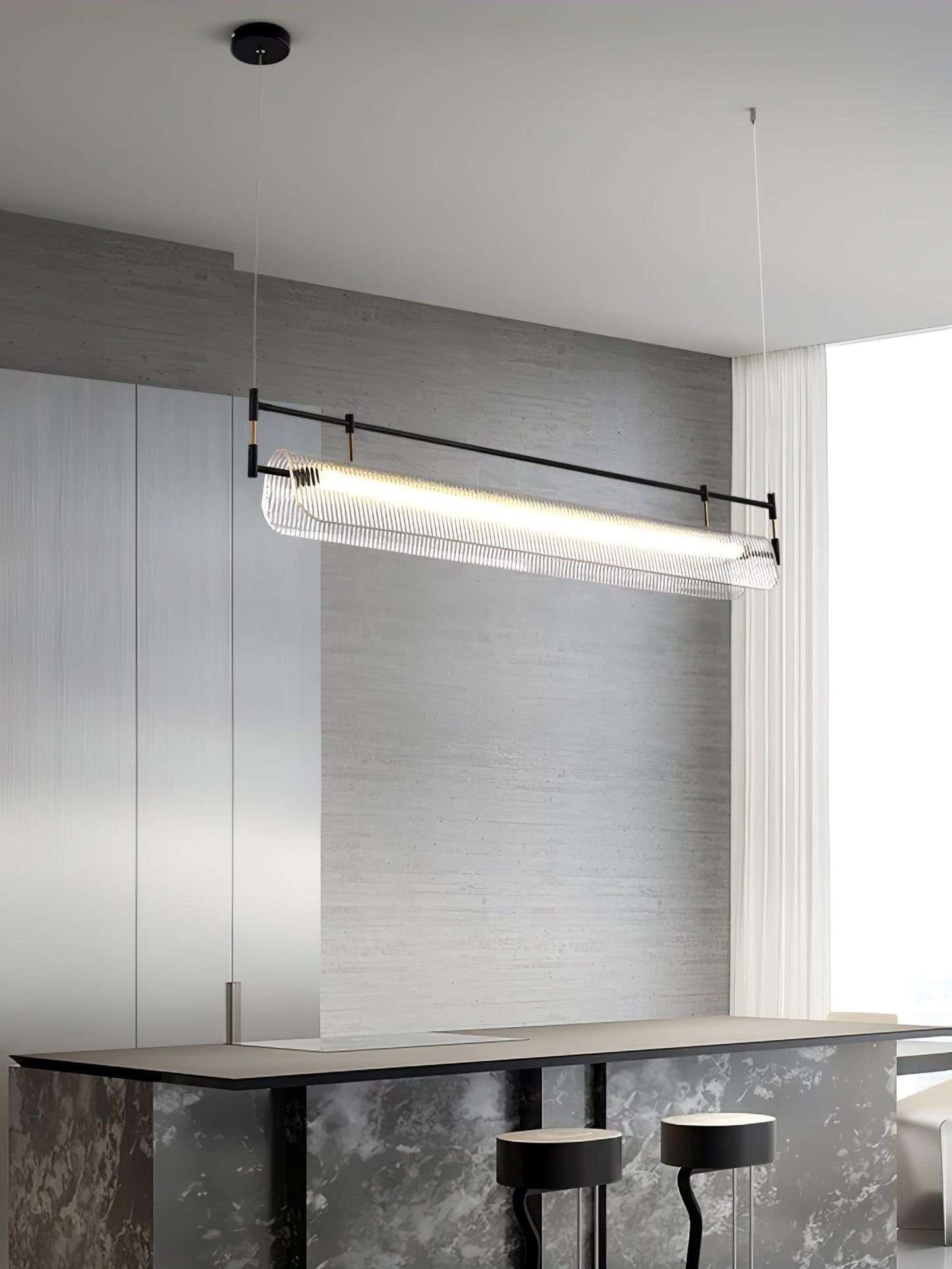 Modern Linear Strip Chandelier - Adjustable Height, Energy-Efficient L