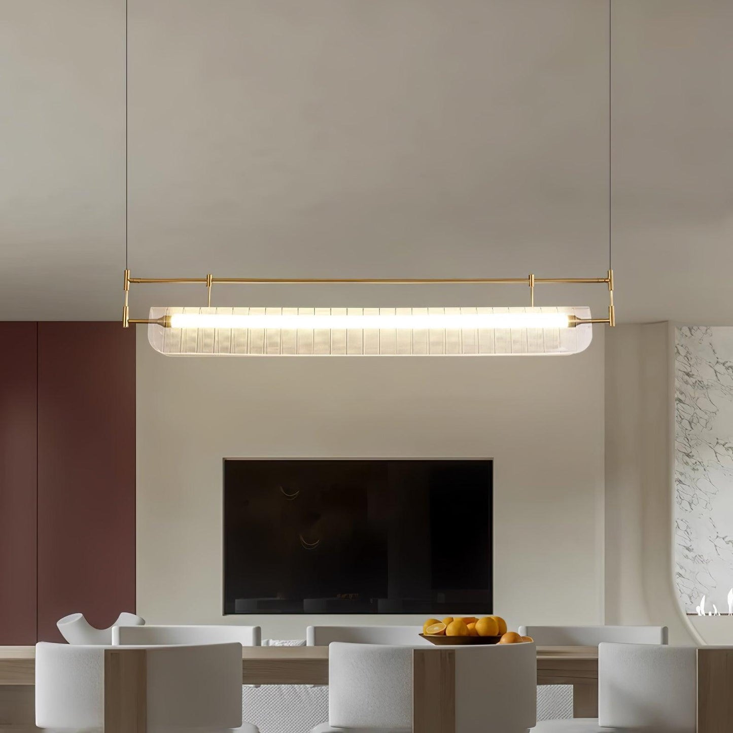 Modern Linear Strip Chandelier - Adjustable Height, Energy-Efficient L