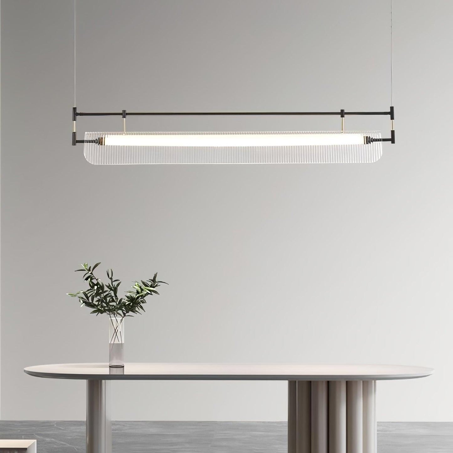 Modern Linear Strip Chandelier - Adjustable Height, Energy-Efficient L