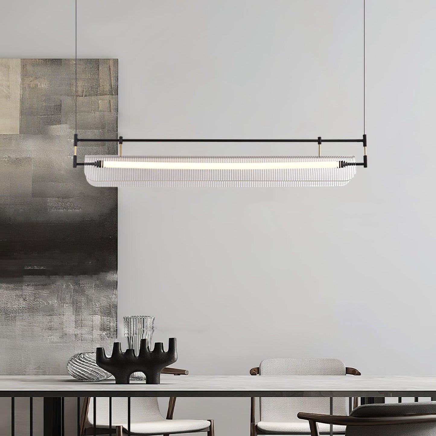 Modern Linear Strip Chandelier - Adjustable Height, Energy-Efficient L