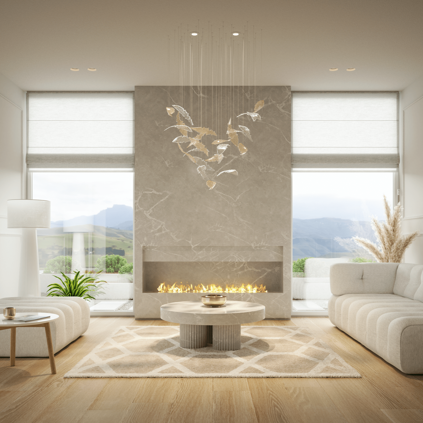 Nectar Leaves Chandelier - Elegant Design with Adjustable Brightness