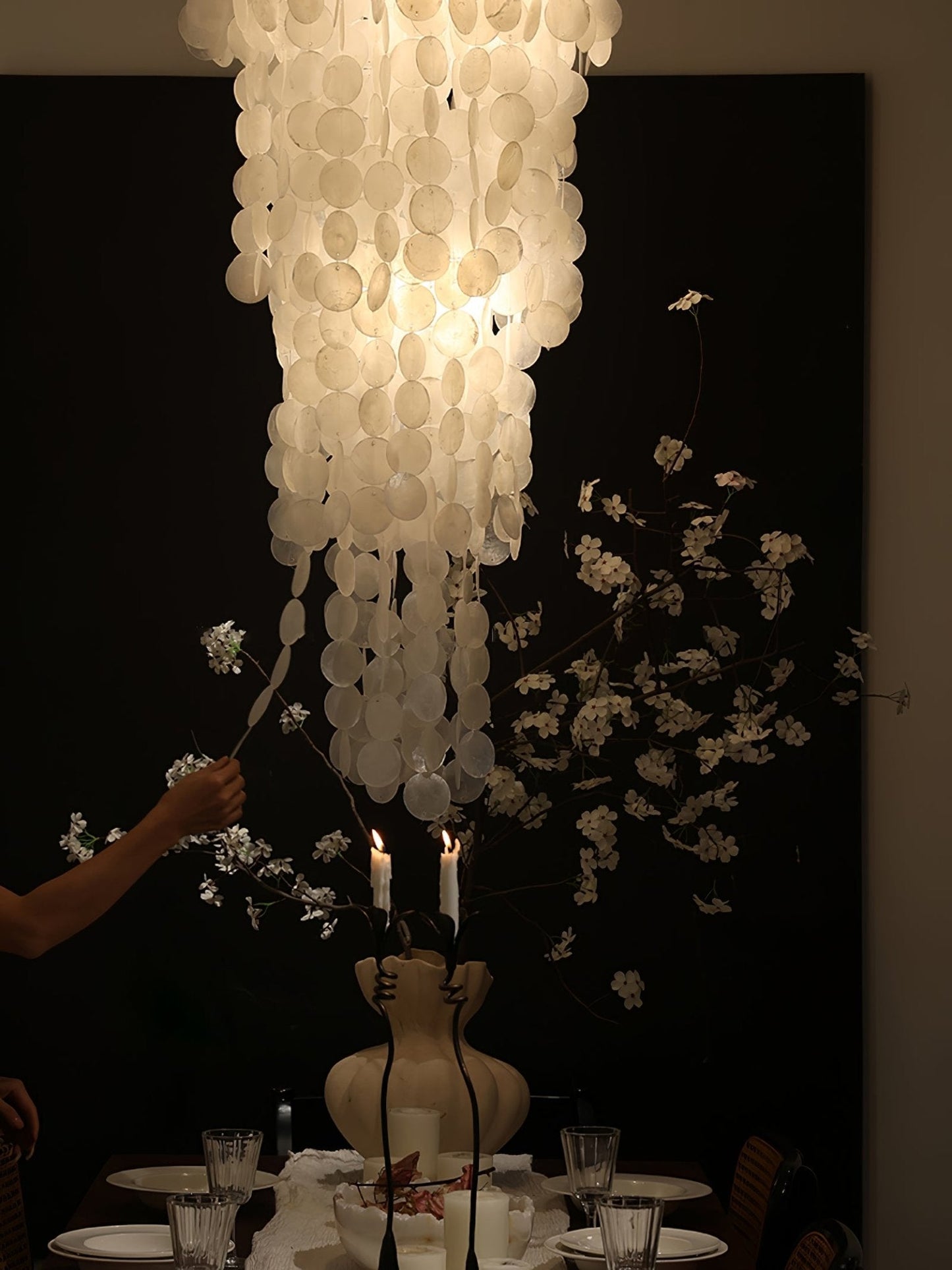 Nerida Shell Chandelier - Elegant Design with Adjustable Height & LED