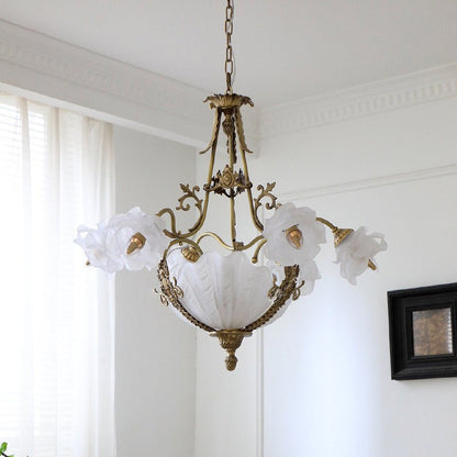 Nerina Brass Chandelier - Elegant Design with Adjustable Height & 6 Li