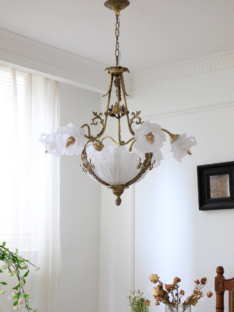 Nerina Brass Chandelier - Elegant Design with Adjustable Height & 6 Li