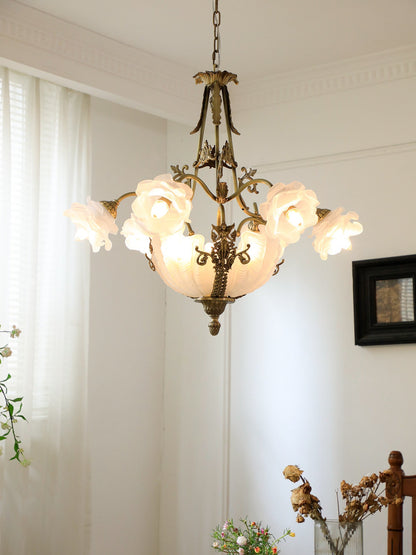 Nerina Brass Chandelier - Elegant Design with Adjustable Height & 6 Li