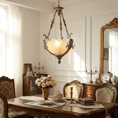Nerina Brass Chandelier - Elegant Design with Adjustable Height & 6 Li