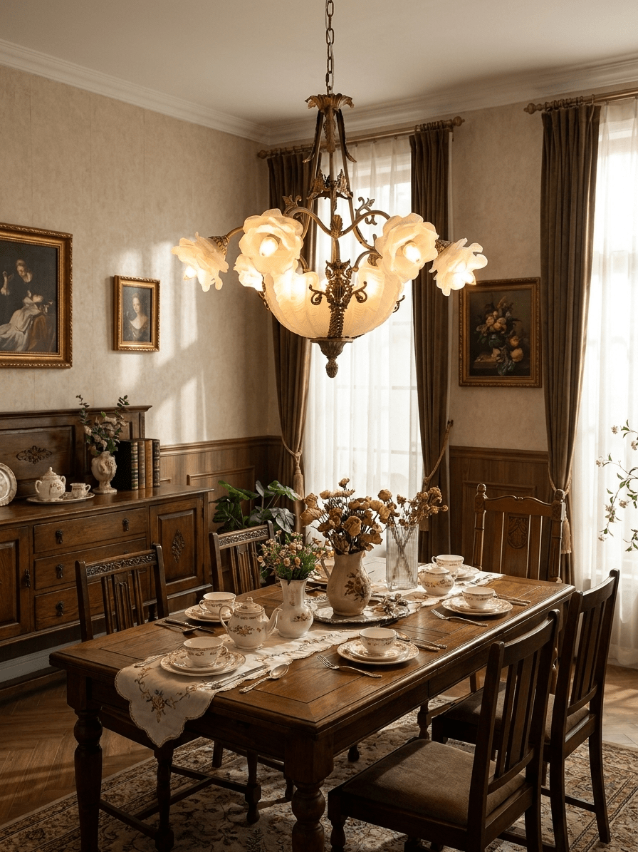 Nerina Brass Chandelier - Elegant Design with Adjustable Height & 6 Li
