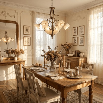 Nerina Brass Chandelier - Elegant Design with Adjustable Height & 6 Li
