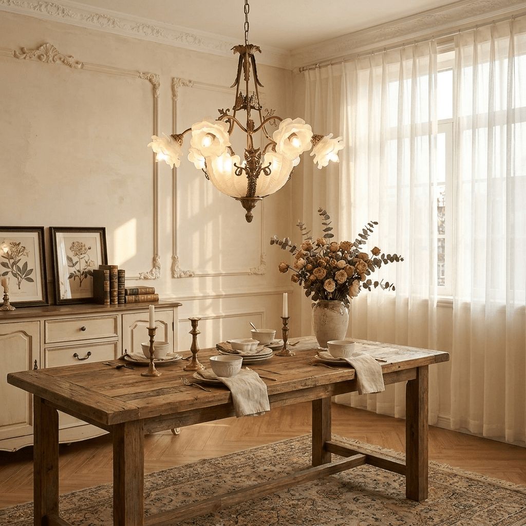 Nerina Brass Chandelier - Elegant Design with Adjustable Height & 6 Li