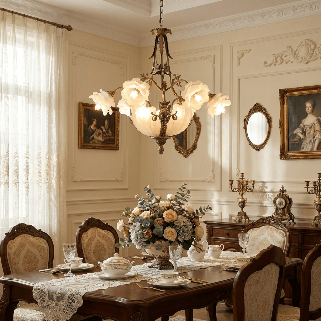 Nerina Brass Chandelier - Elegant Design with Adjustable Height & 6 Li