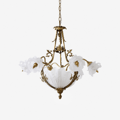 Nerina Brass Chandelier - Elegant Design with Adjustable Height & 6 Li