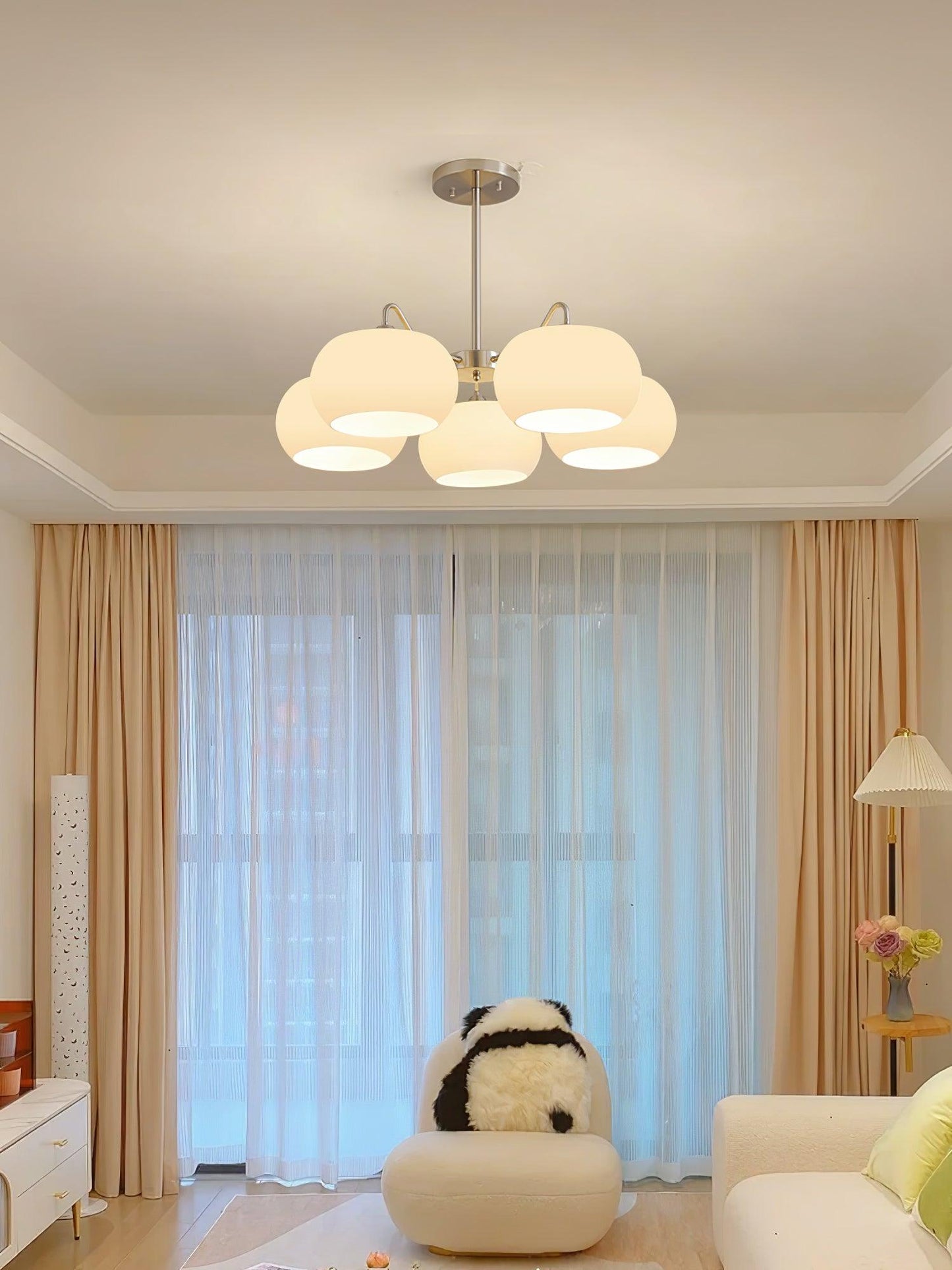Nickel Persimmon Chandelier - Elegant Design with Adjustable Height &