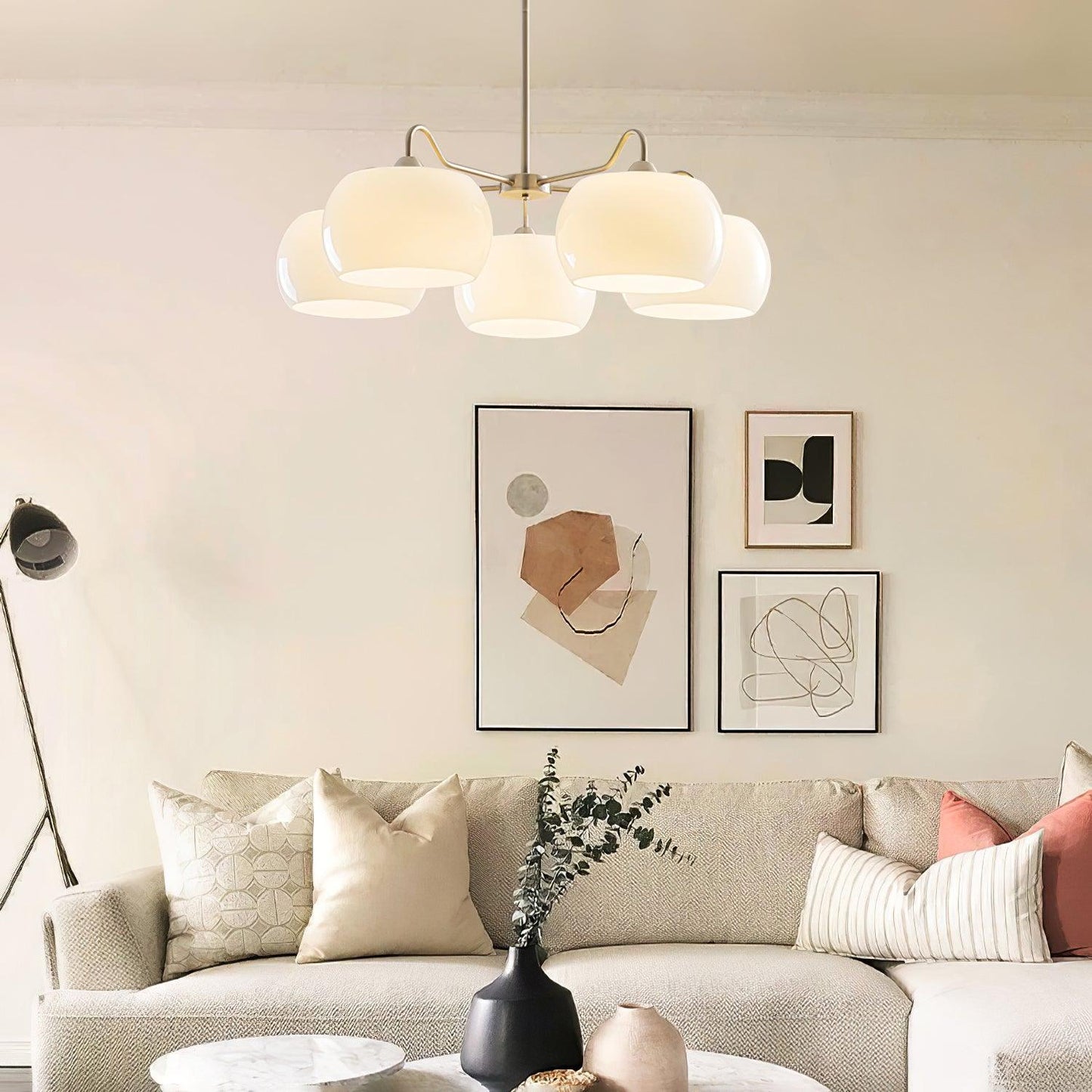 Nickel Persimmon Chandelier - Elegant Design with Adjustable Height &