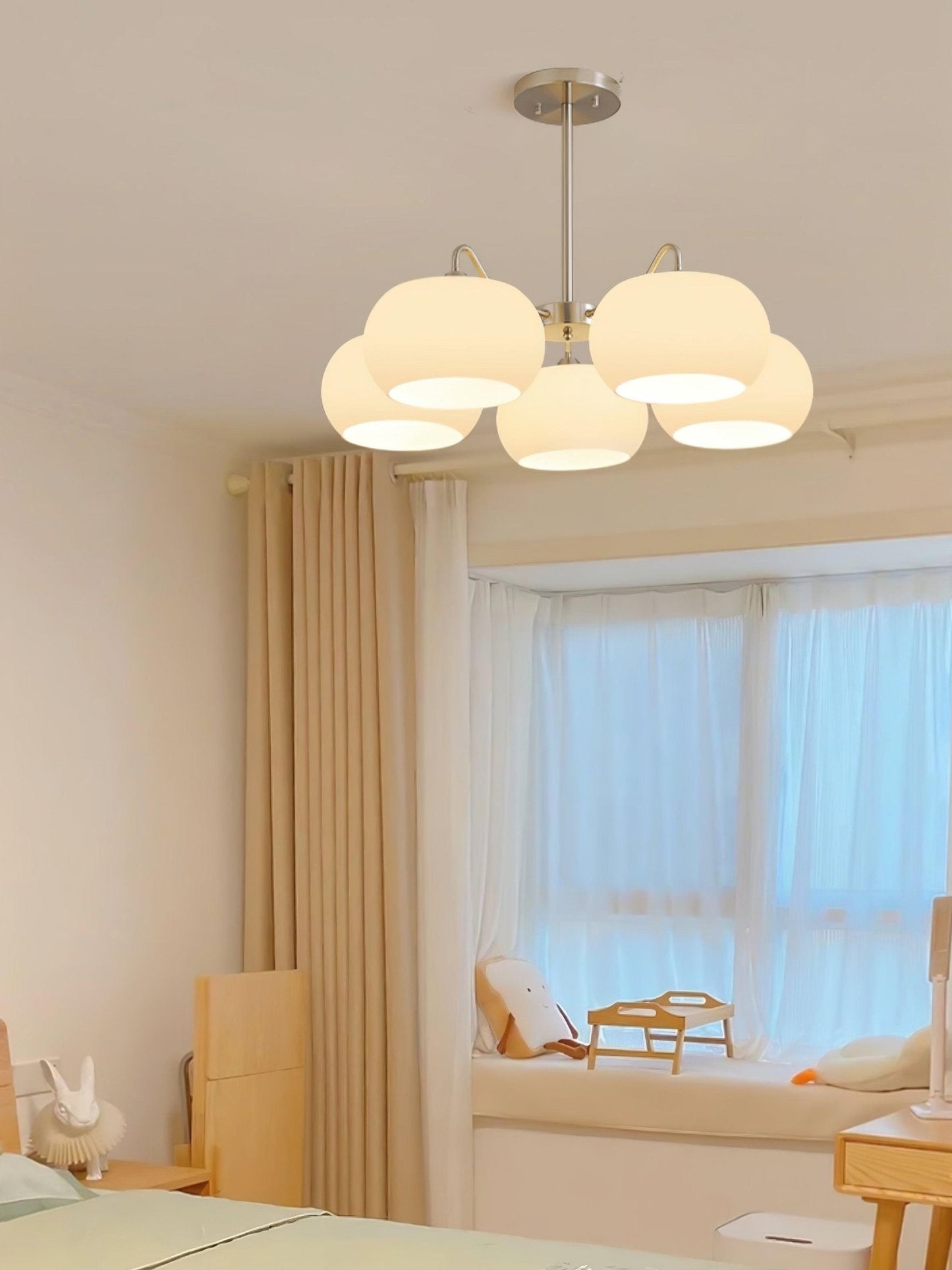 Nickel Persimmon Chandelier - Elegant Design with Adjustable Height &