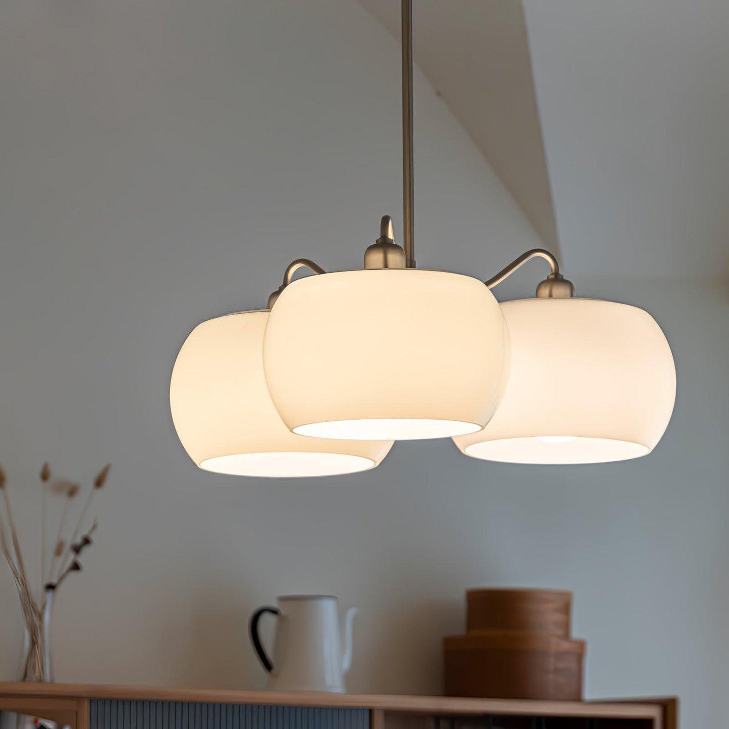 Nickel Persimmon Chandelier - Elegant Design with Adjustable Height &