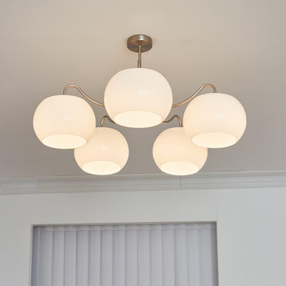 Nickel Persimmon Chandelier - Elegant Design with Adjustable Height &