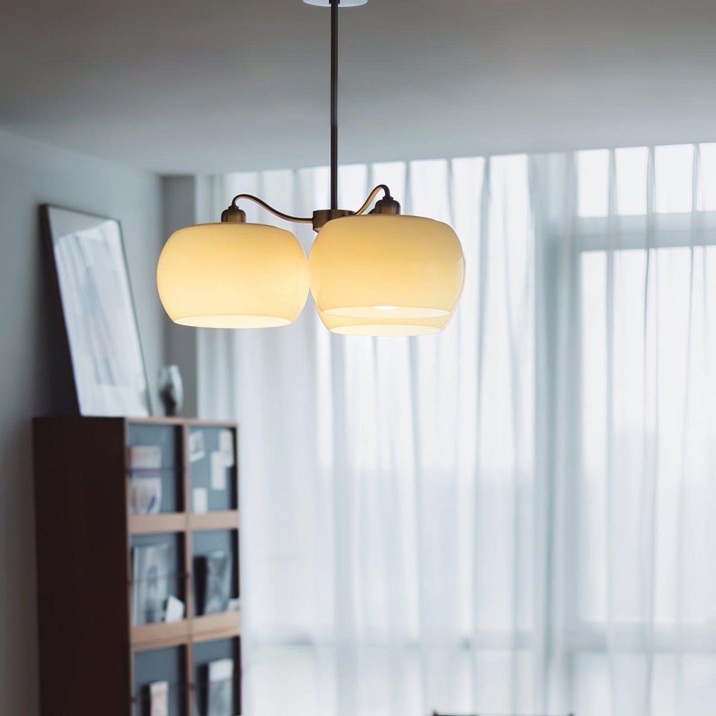 Nickel Persimmon Chandelier - Elegant Design with Adjustable Height &