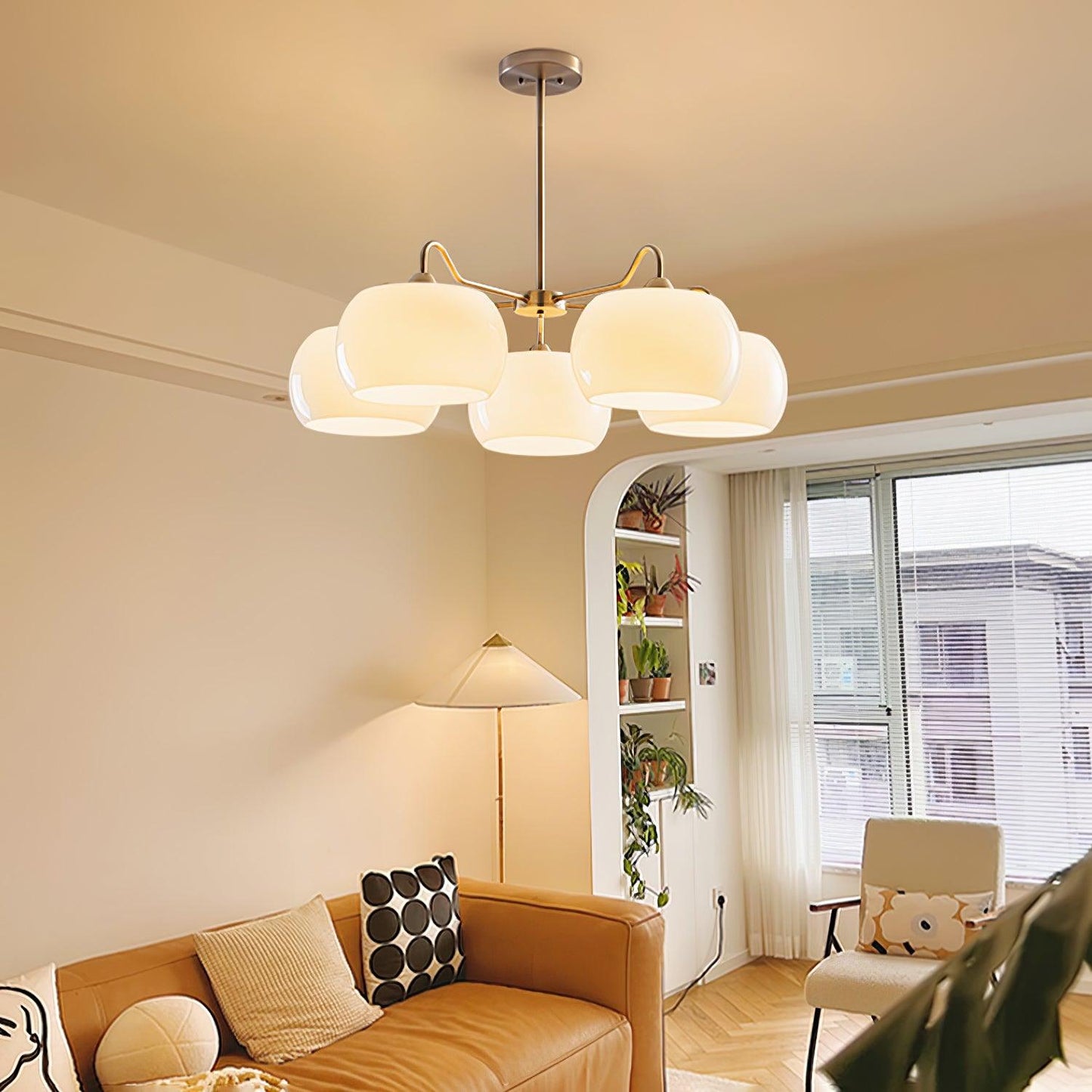 Nickel Persimmon Chandelier - Elegant Design with Adjustable Height &