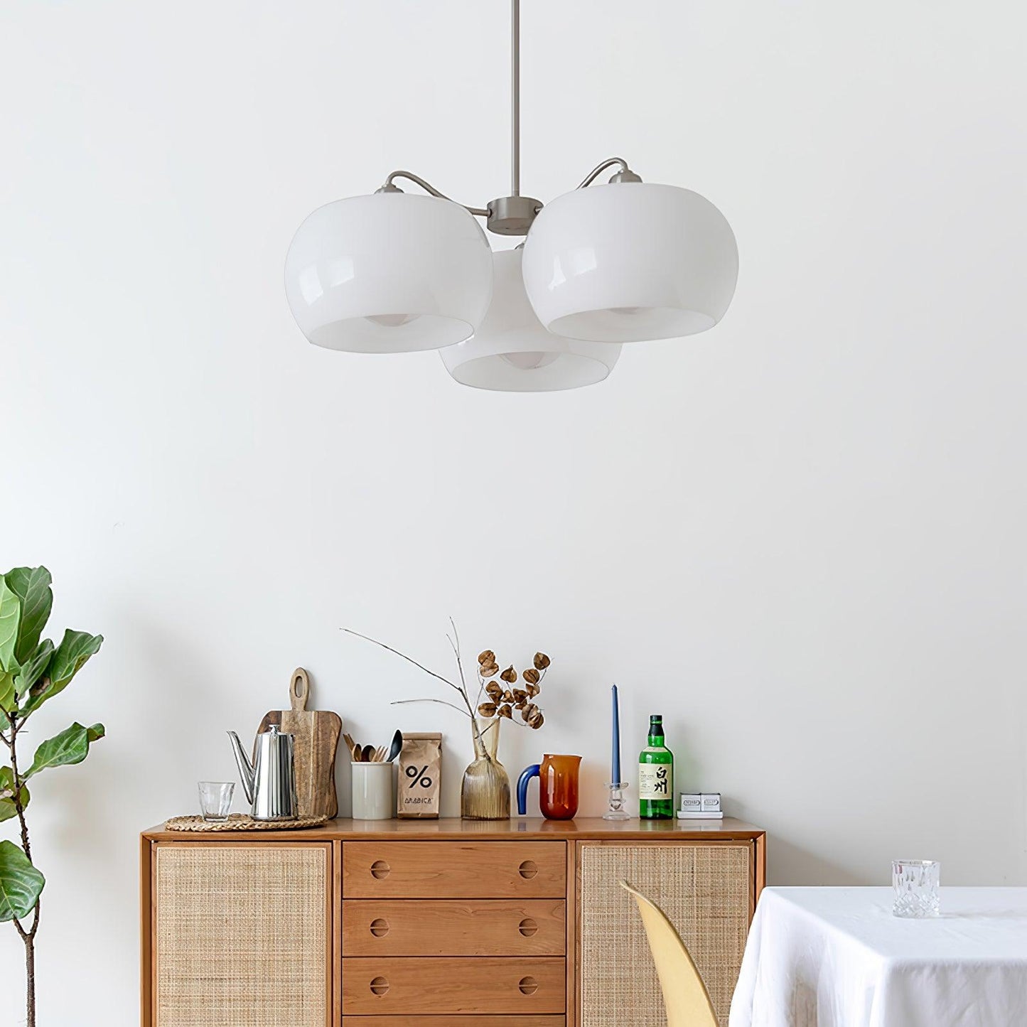 Nickel Persimmon Chandelier - Elegant Design with Adjustable Height &