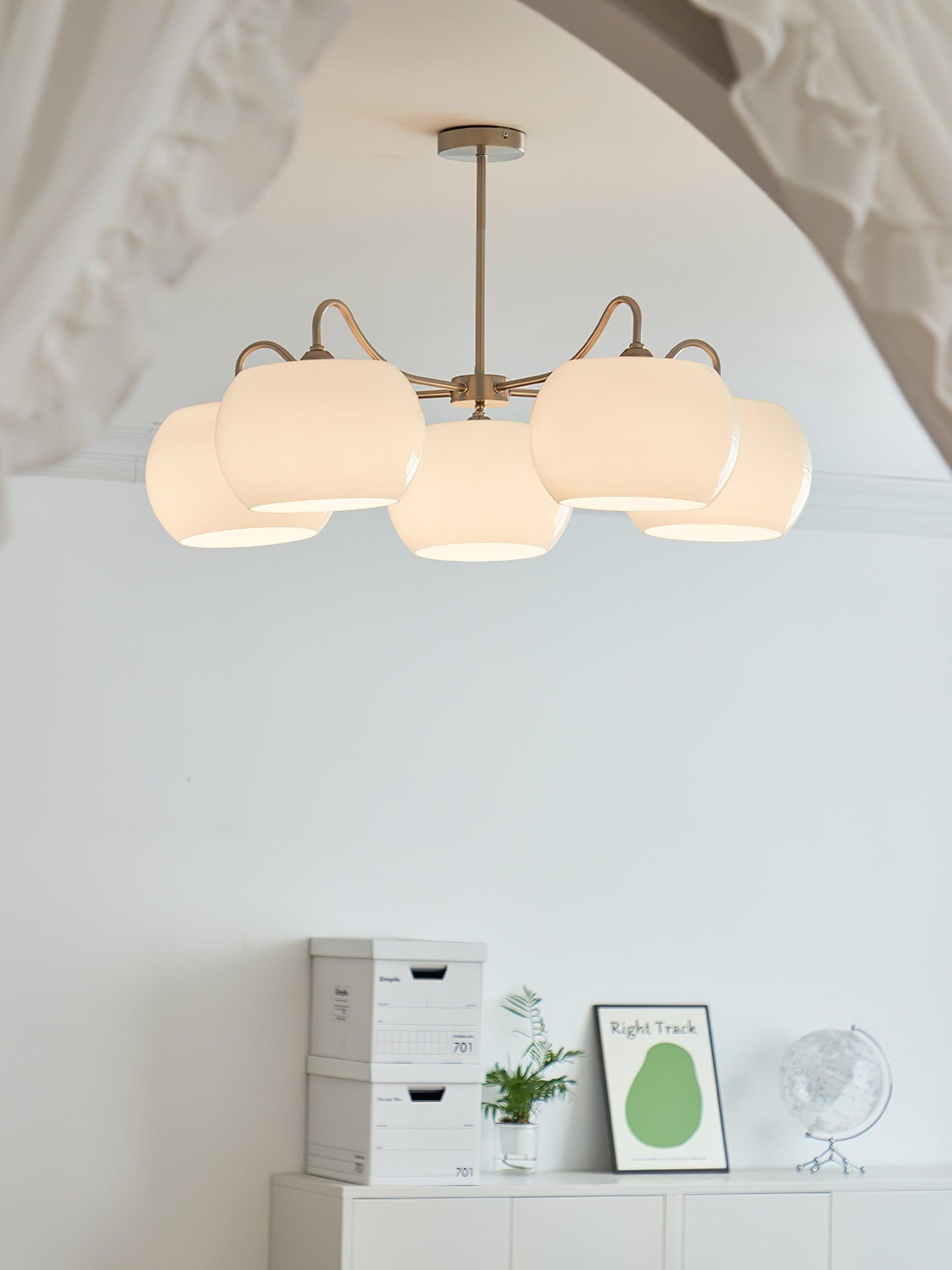 Nickel Persimmon Chandelier - Elegant Design with Adjustable Height &