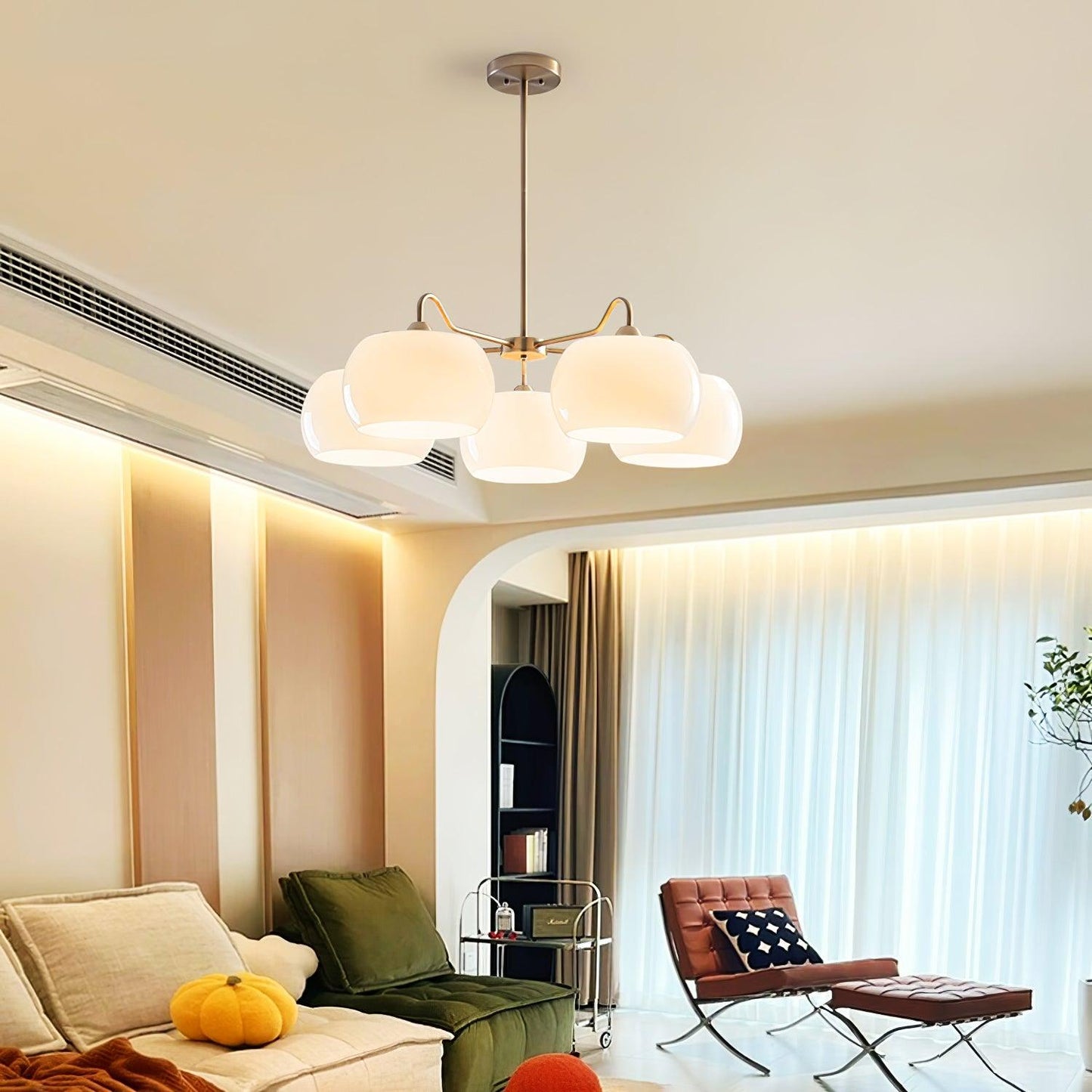 Nickel Persimmon Chandelier - Elegant Design with Adjustable Height &